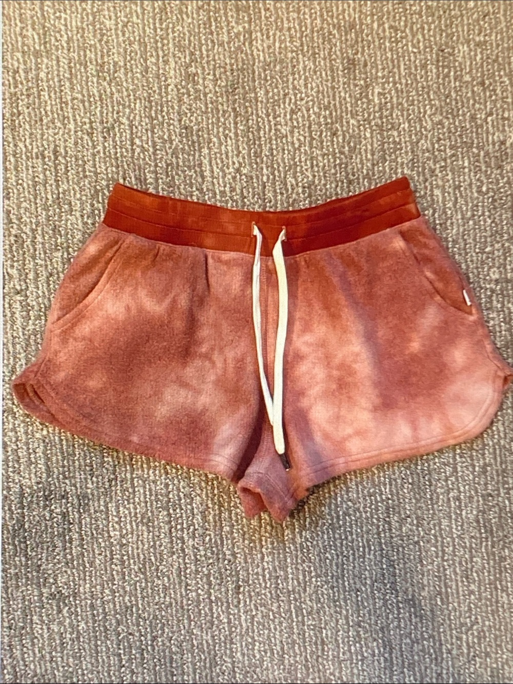 Women’s Rust Tie-Dye Athletic Lounge Shorts with Drawstring